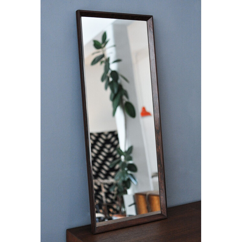 Vintage rectangular rosewood mirror - 1960s
