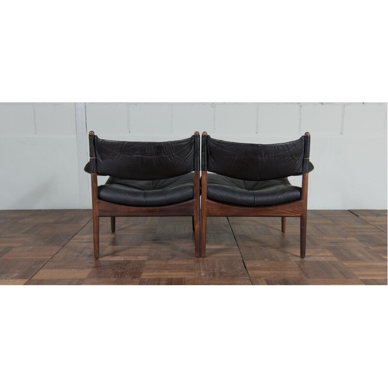 Banquette Modus en palissandre et cuir, Kristian VEDEL - 1963