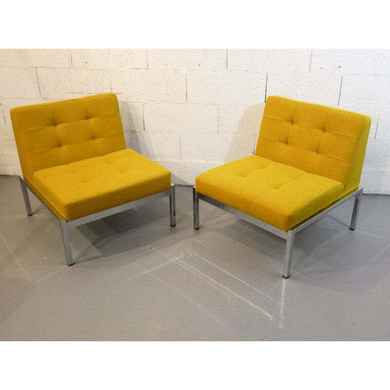 Pair of vintage Samurai armchairs by Joseph André Motte for Airborne, 1960