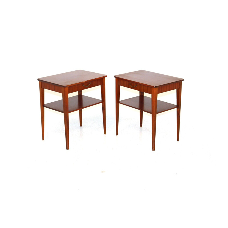 Pair of Scandinavian mahogany night stands, Sweden 1950