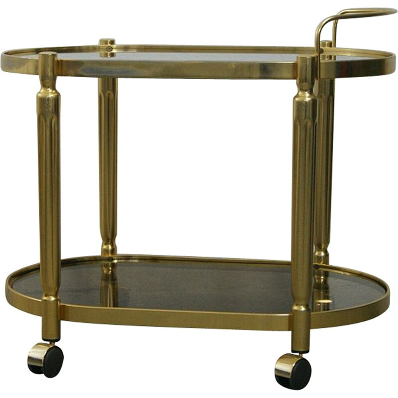 Mid-century italian brass and smoked glass bar cart, 1970s