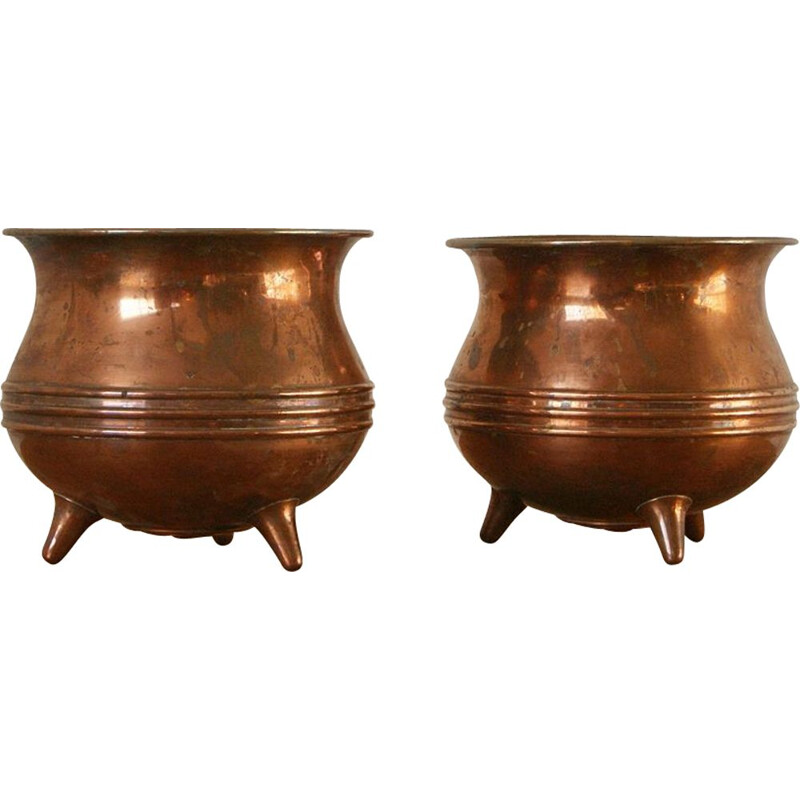 Pair of vintage swedish copper plant pots