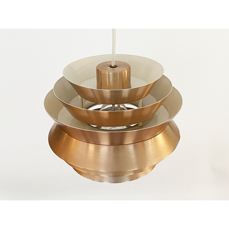 Vintage pendant lamp "Trava" in copper aluminium by Carl Thore for Granhaga Metallindustri, Sweden 1960s