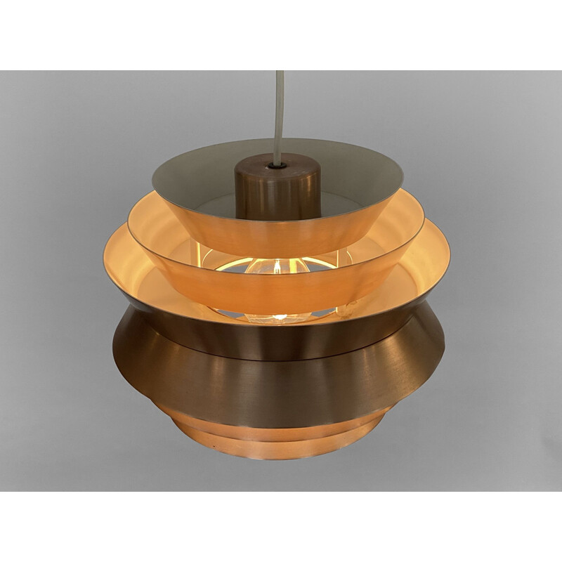 Vintage pendant lamp "Trava" in copper aluminium by Carl Thore for Granhaga Metallindustri, Sweden 1960s