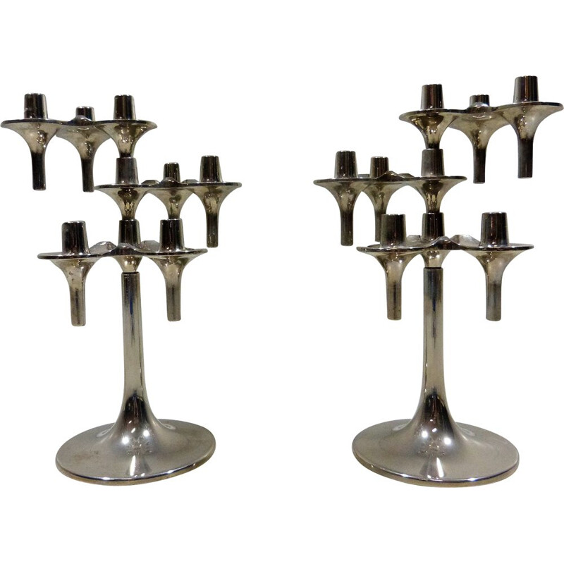 Pair of vintage Orion candlesticks by Nagel & Stoffi for Bmf, Germany 1960-1970s