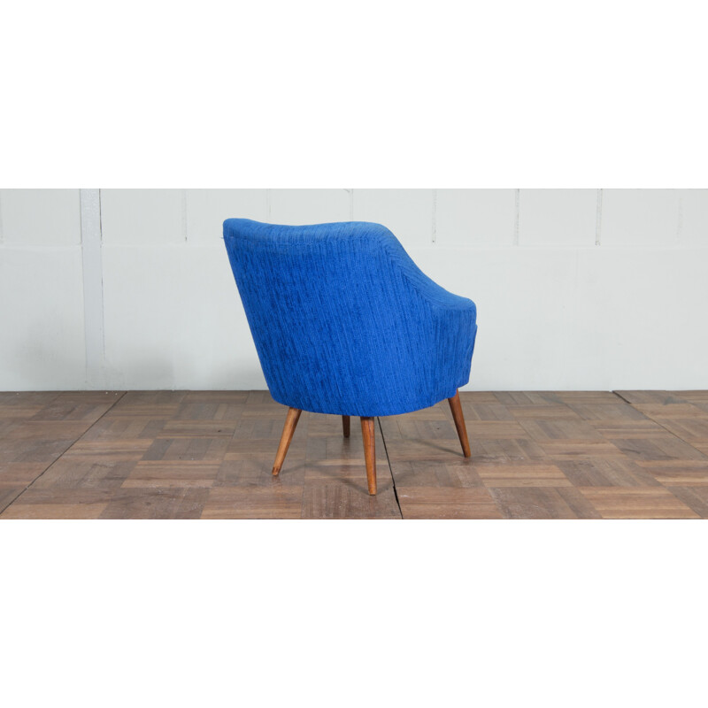 Cocktail chair with blue original upholstery - 1950s