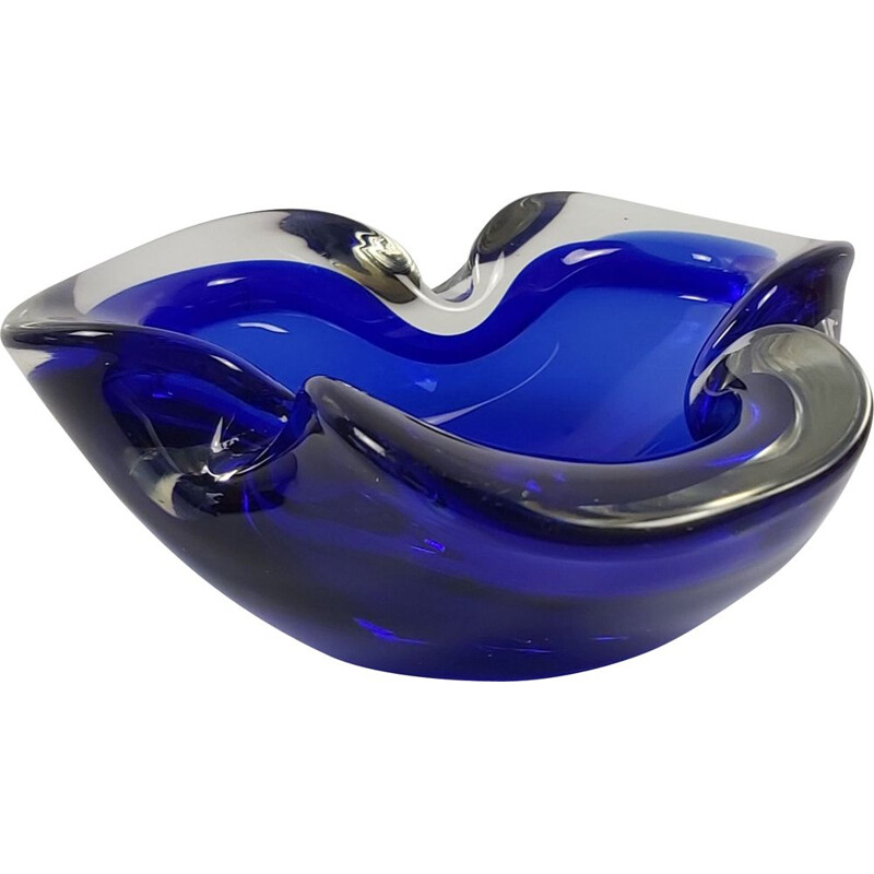 Vintage Sommerso Murano glass ashtray, Italy 1960s