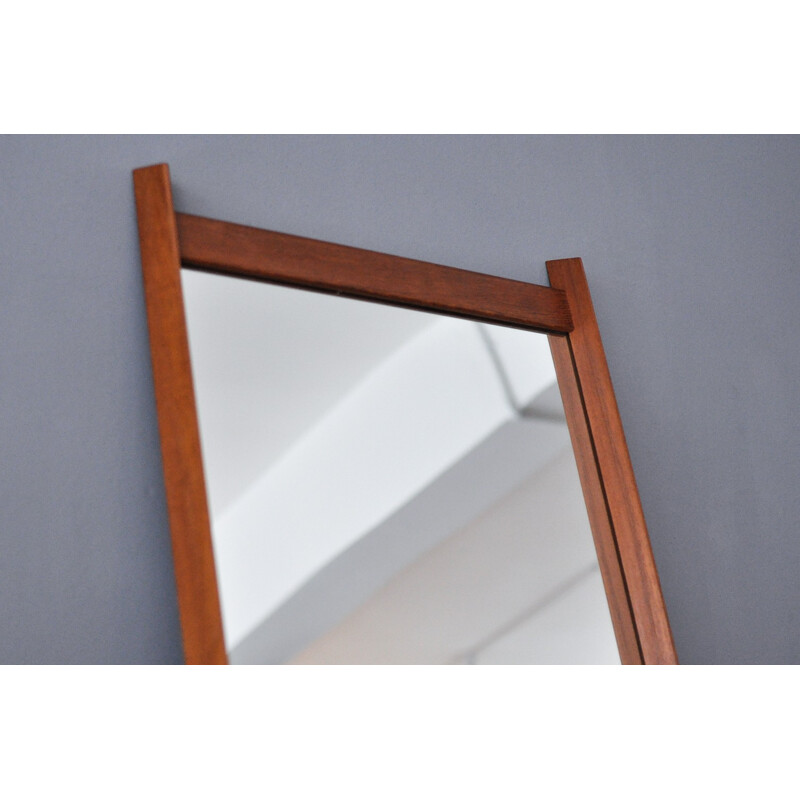 Long rectangular teak mirror - 1960s