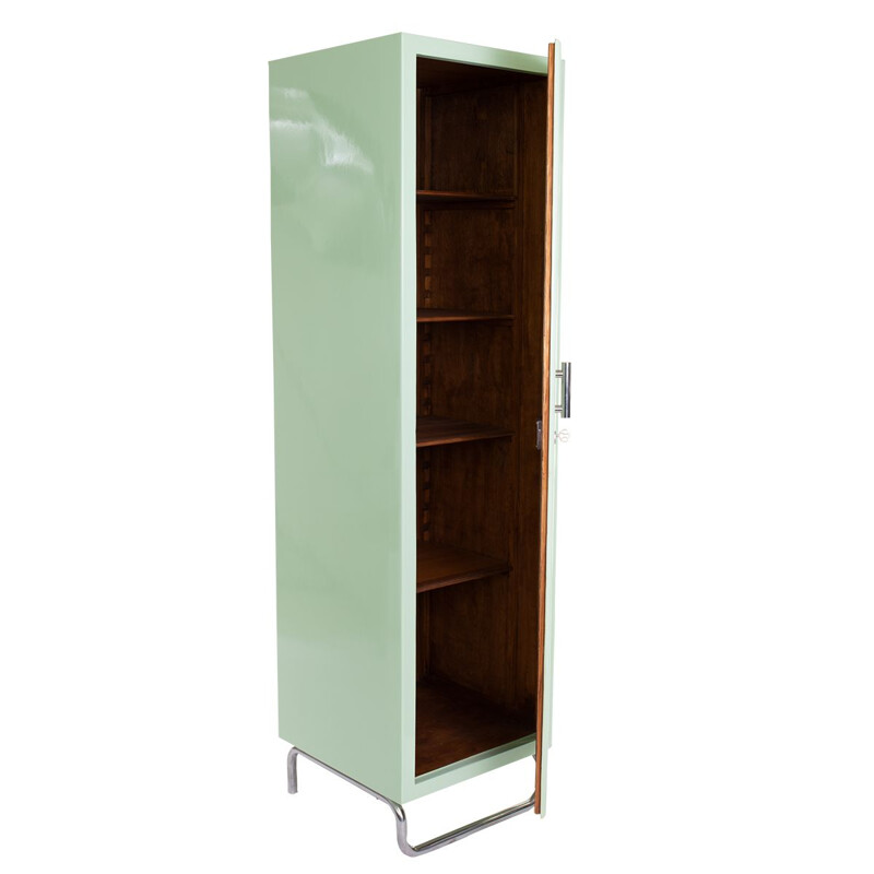 Mid-century bauhaus green lacquered wardrobe, 1930s 