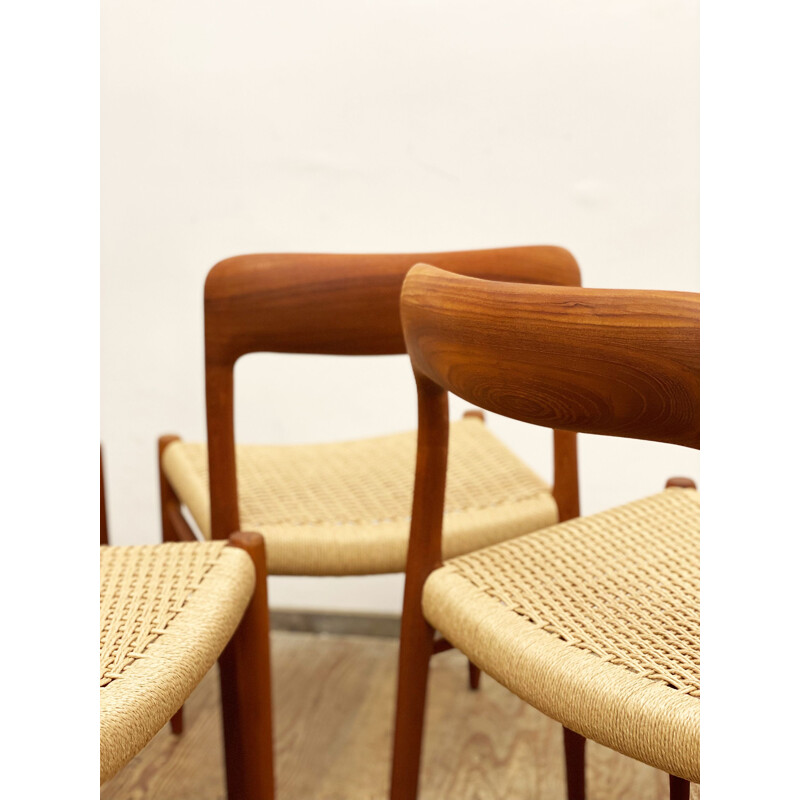 Set of 4 vintage teak dining chairs by Niels O. Møller, Denmark 1950s