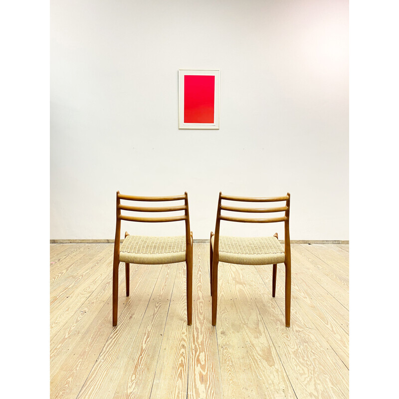 Pair of vintage teak dining chairs by Niels O. Møller for J.L. Moller, Model 78, 1950s