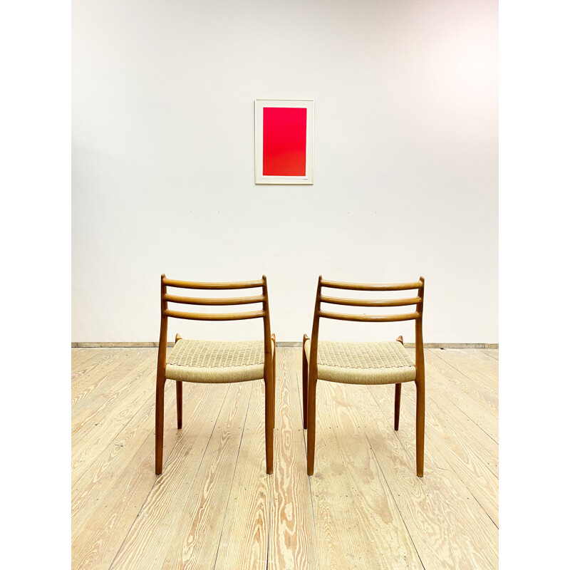 Pair of vintage teak dining chairs by Niels O. Møller for J.L. Moller, Model 78, 1950s