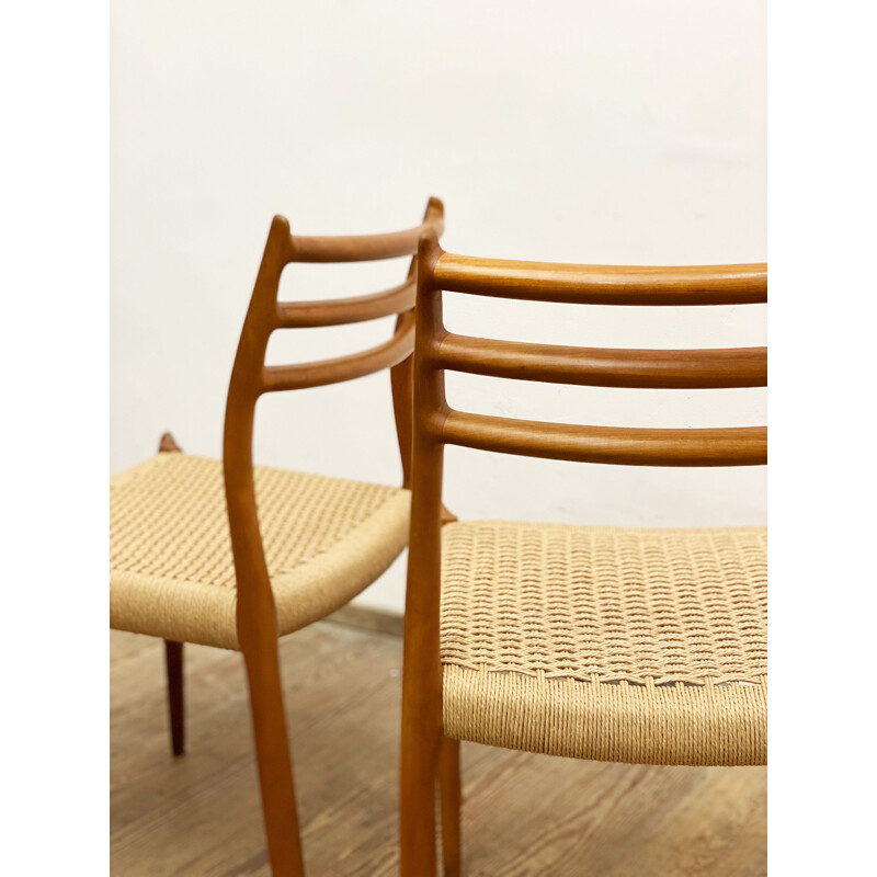 Pair of vintage teak dining chairs by Niels O. Møller for J.L. Moller, Model 78, 1950s