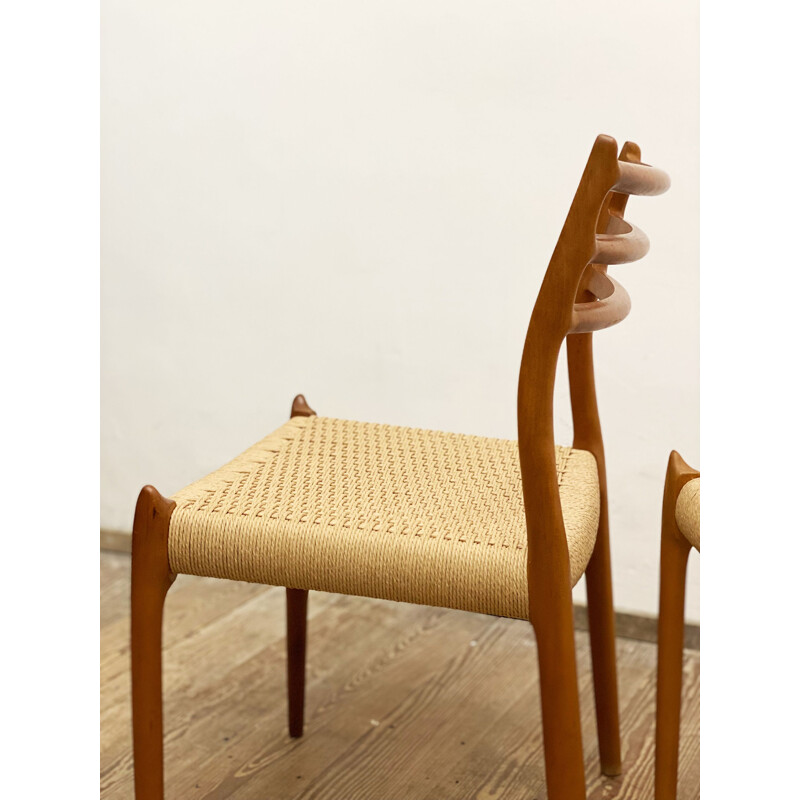 Pair of vintage teak dining chairs by Niels O. Møller for J.L. Moller, Model 78, 1950s