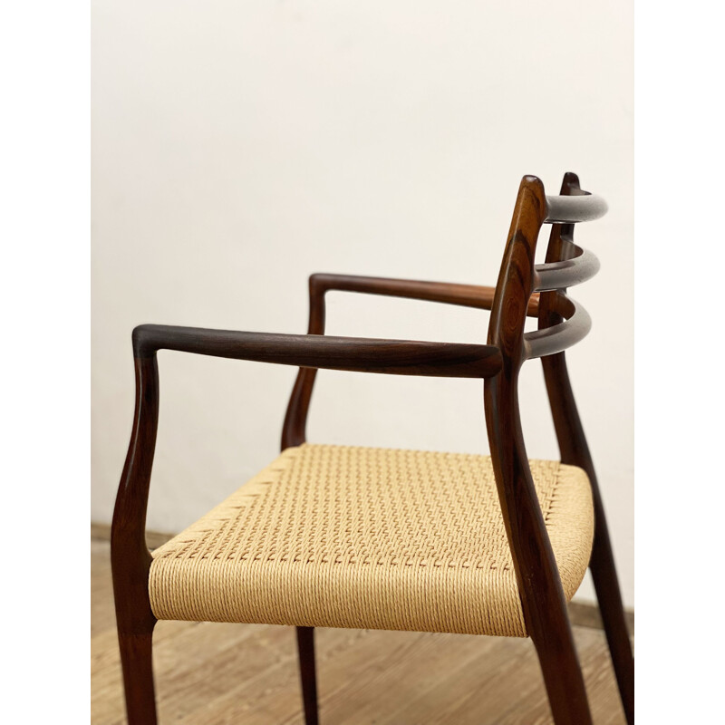 Mid-century rosewood armrest dining chair model 62 by Niels O. Møller, 1950s
