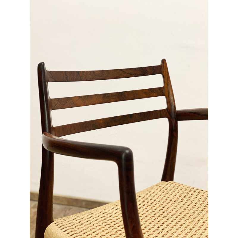 Mid-century rosewood armrest dining chair model 62 by Niels O. Møller, 1950s
