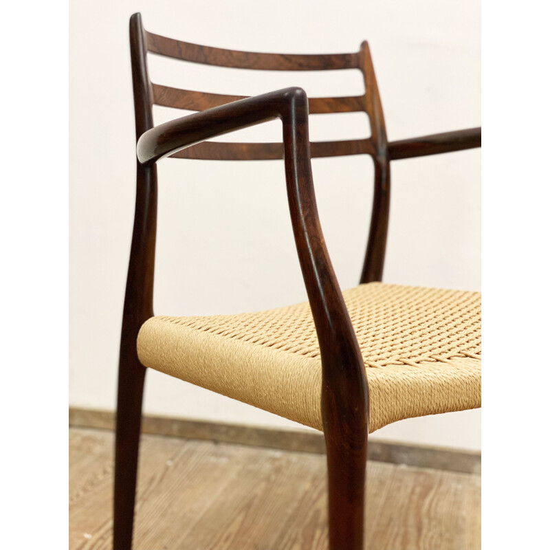 Mid-century rosewood armrest dining chair model 62 by Niels O. Møller, 1950s