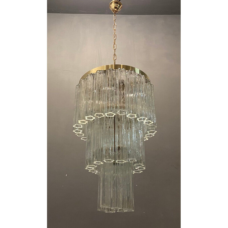 Lampe tubulaire vintage en verre de Murano italienne, 1970