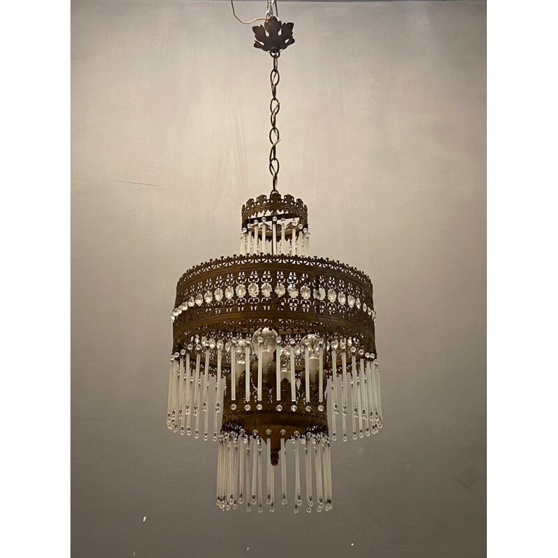 Vintage art nouveau murano glass chandelier, Italy
