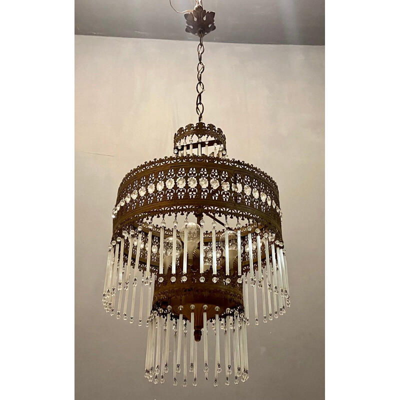 Vintage art nouveau murano glass chandelier, Italy
