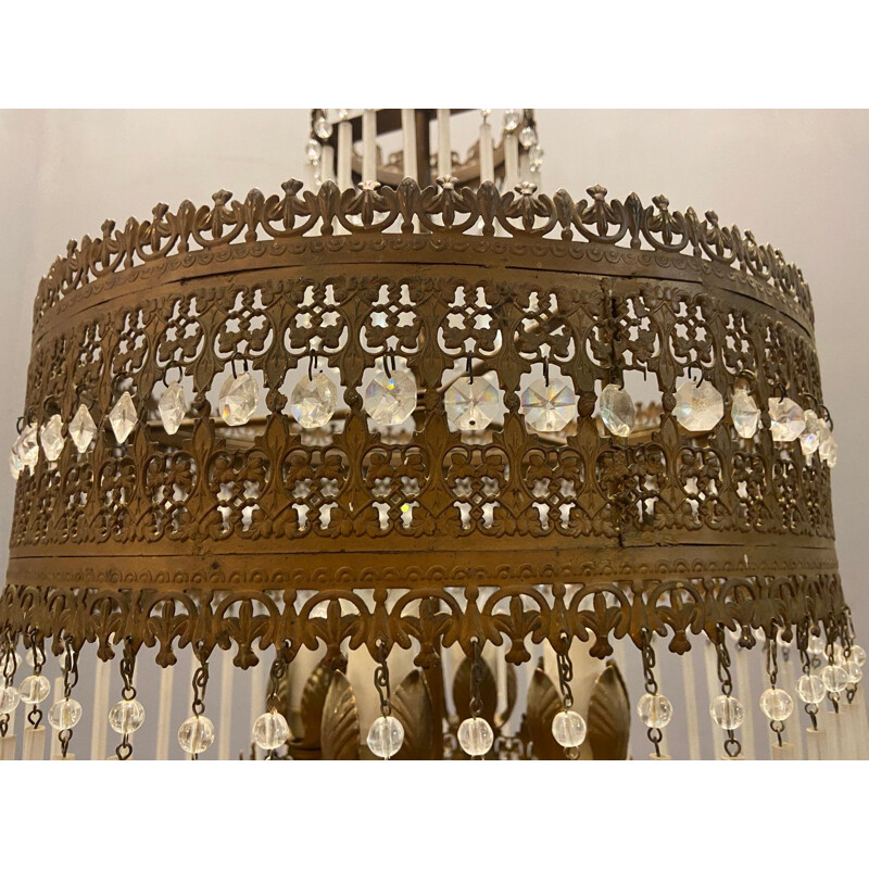 Lámpara vintage art nouveau de cristal de murano, Italia