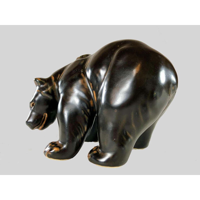 Estatuilla danesa vintage de un oso de Knud Kyhn para Royal Copenhagen, 1950