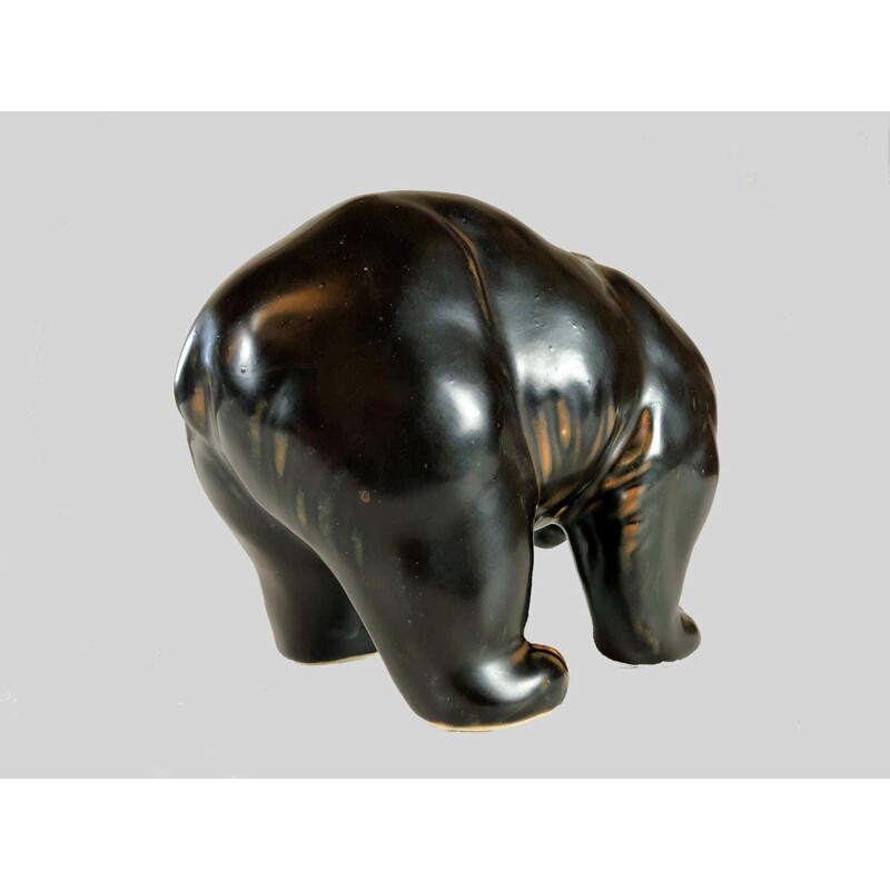 Estatuilla danesa vintage de un oso de Knud Kyhn para Royal Copenhagen, 1950