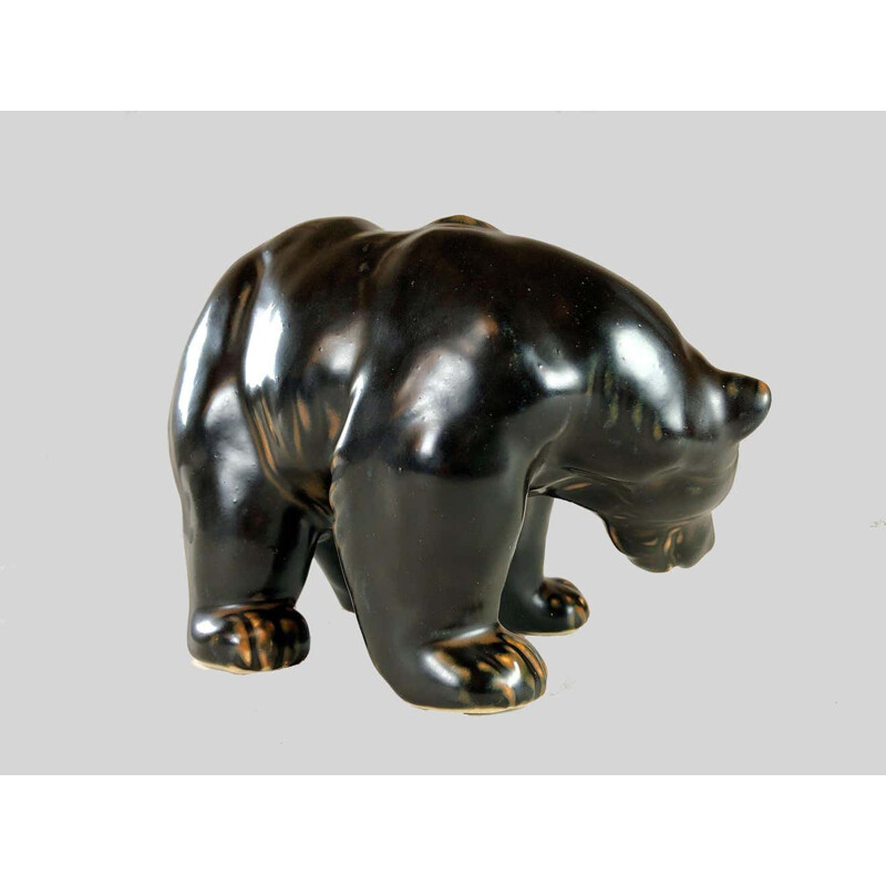 Estatuilla danesa vintage de un oso de Knud Kyhn para Royal Copenhagen, 1950