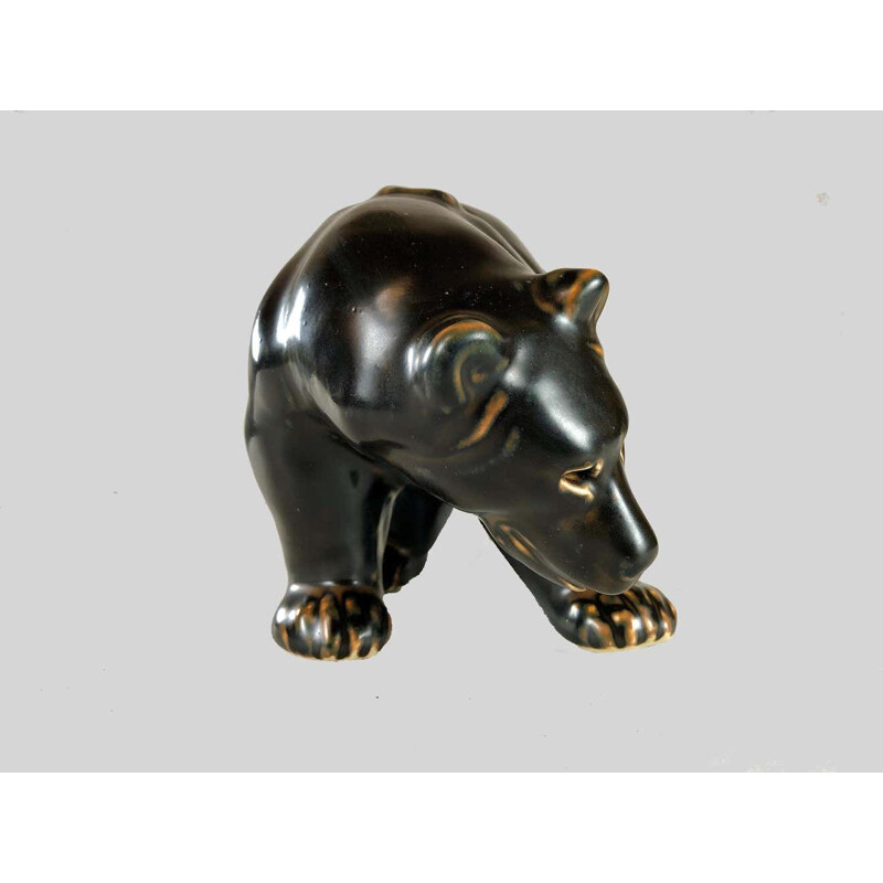 Estatuilla danesa vintage de un oso de Knud Kyhn para Royal Copenhagen, 1950