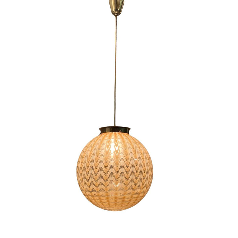 Italian sphere vintage pendant lamp by Ludovico Diaz De Santillana for Venini