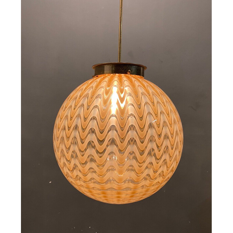 Italian sphere vintage pendant lamp by Ludovico Diaz De Santillana for Venini