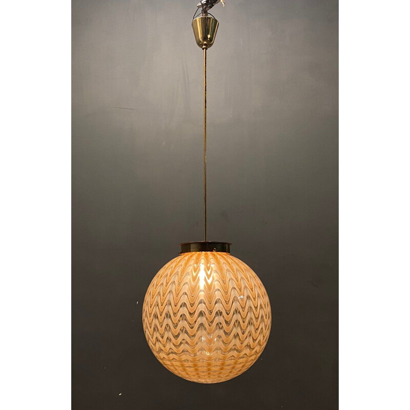 Italian sphere vintage pendant lamp by Ludovico Diaz De Santillana for Venini