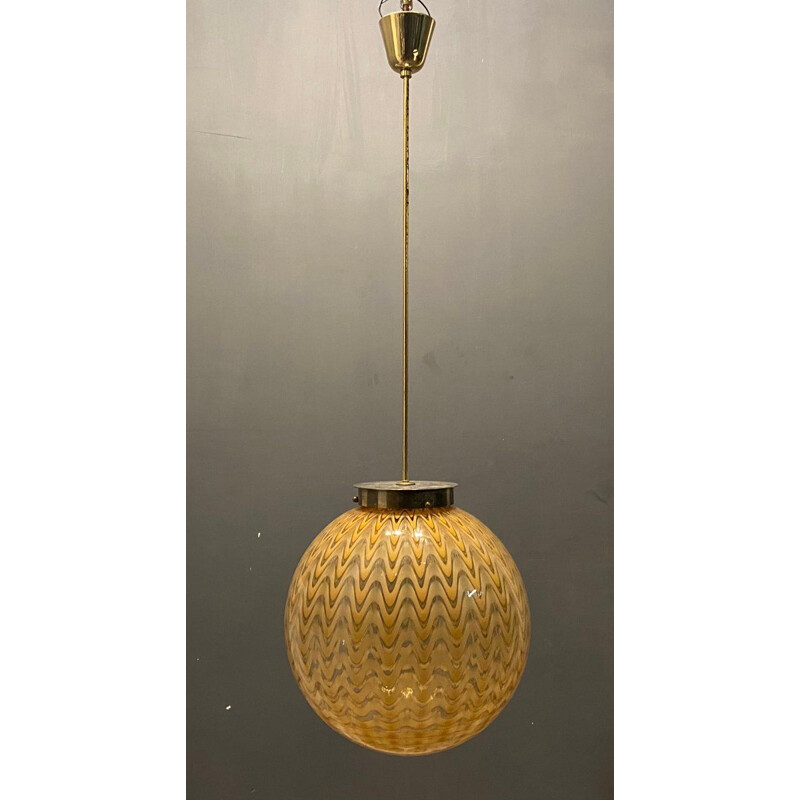 Italian sphere vintage pendant lamp by Ludovico Diaz De Santillana for Venini