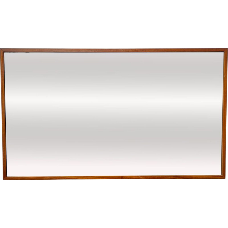 Miroir mural rectangulaire vintage à cadre en teck