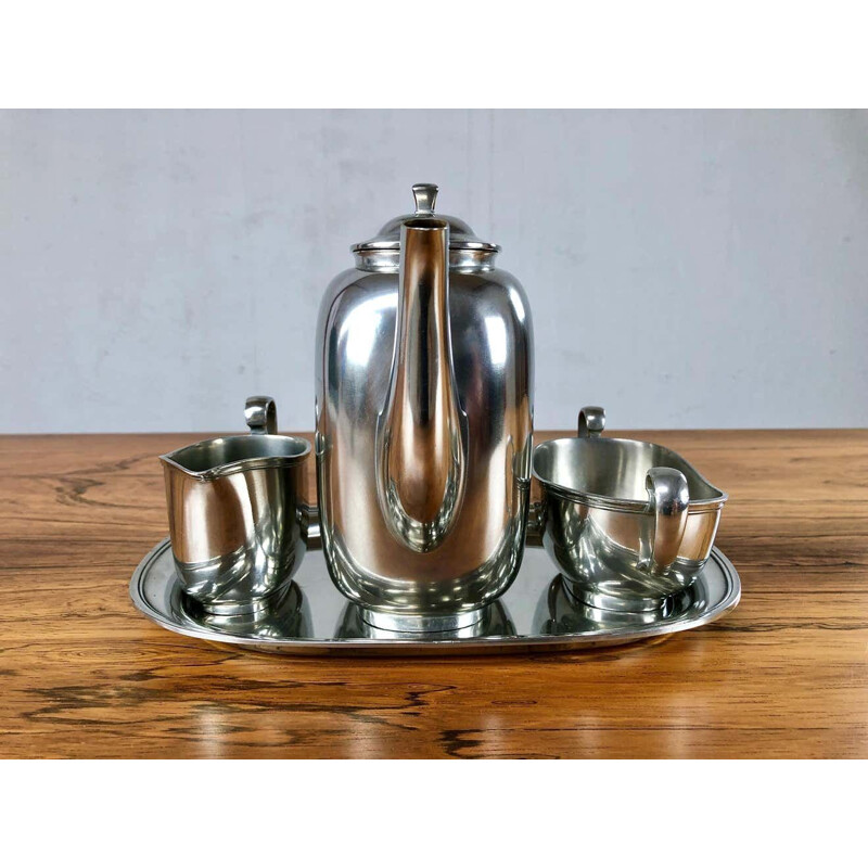 Juego de café vintage de peltre de Just Andersen Pewter, Dinamarca 1950