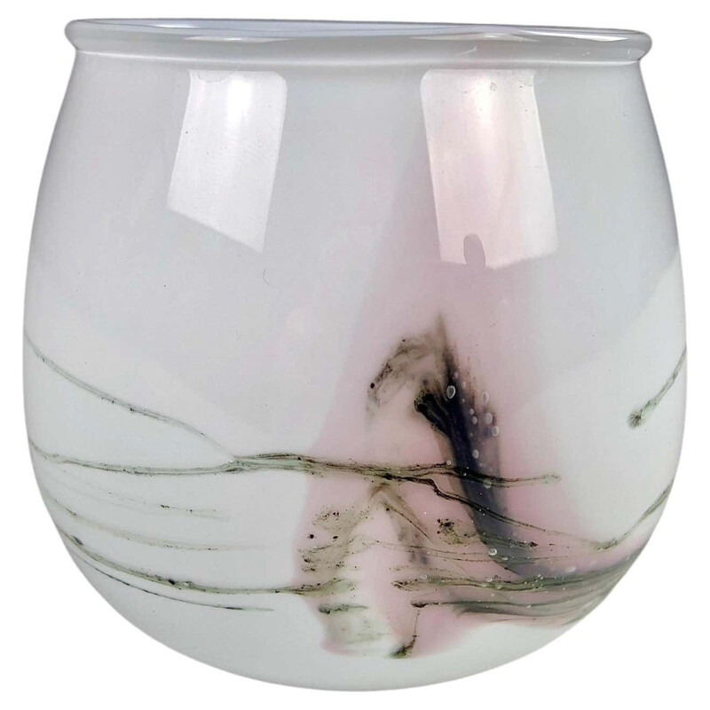 Vintage Deense glazen vaas van Michael Bang voor Holmegaard, 1980
