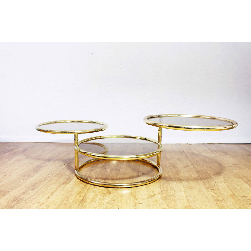 Table basse Bauhaus vintage à plateaux pivotant, 1970