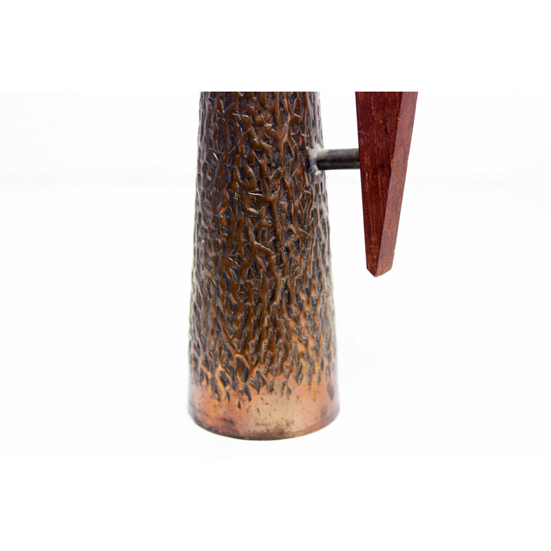 Vintage copper and teak vase