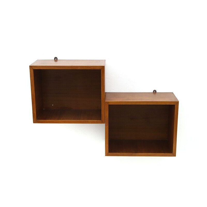Vintage wall unit in wood, 1950s