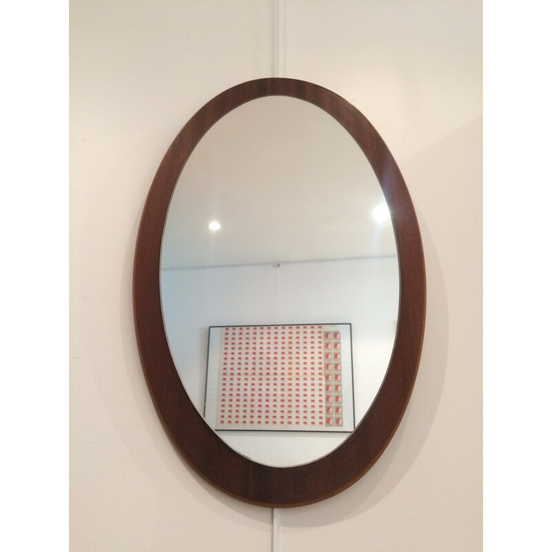 Oval teak mirror - 1960s