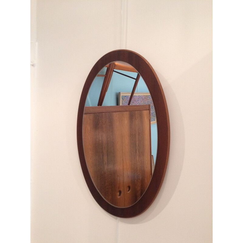 Oval teak mirror - 1960s