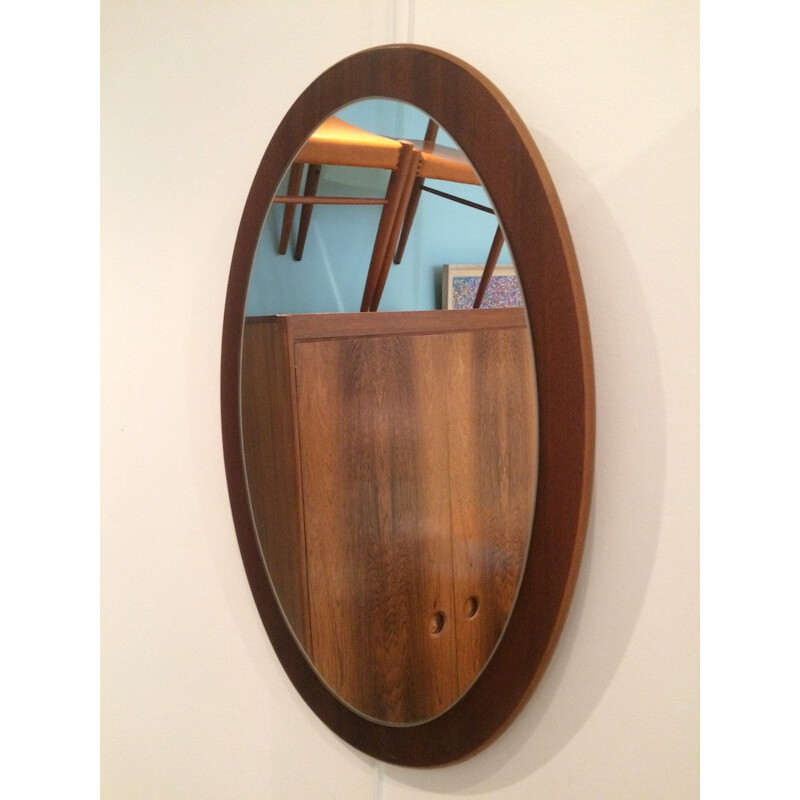 Oval teak mirror - 1960s