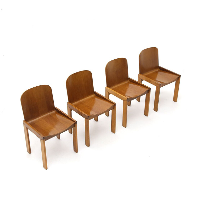 Ensemble de 4 chaises vintage en contreplaqué cintré par Estel, 1970