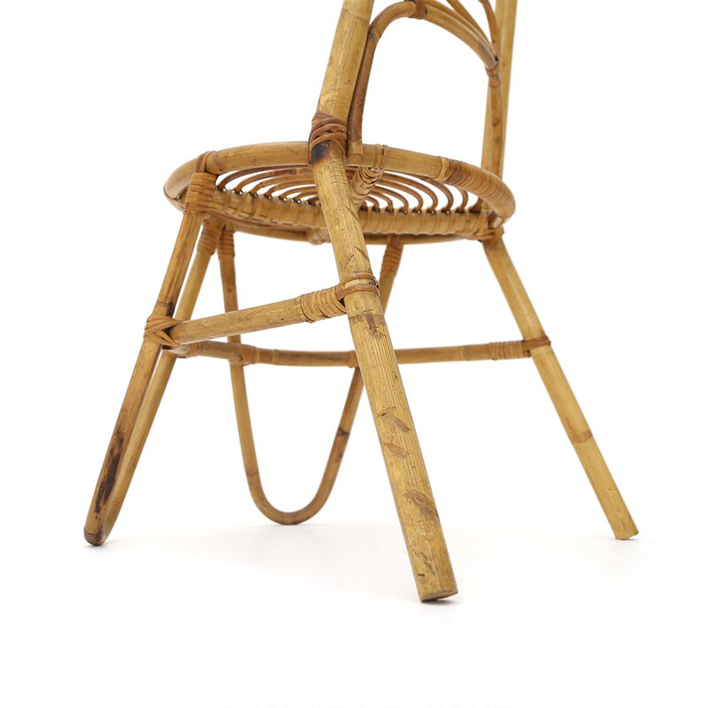 Paar vintage geweven rotan stoelen, 1950