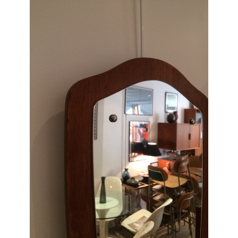 Mirror "escutcheon" in teak - 1960s