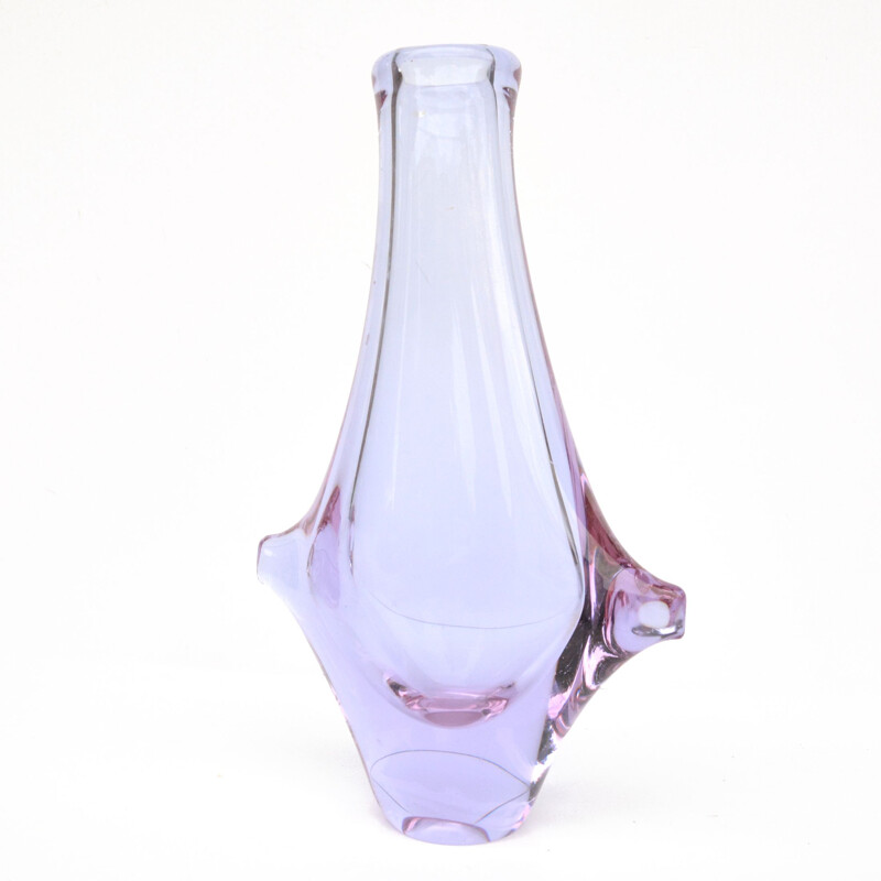 Vintage glass vase by Miloslav Klinger for Železny Brod Skło, Czech 1960