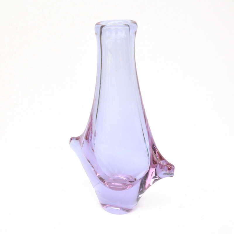 Vintage glass vase by Miloslav Klinger for Železny Brod Skło, Czech 1960