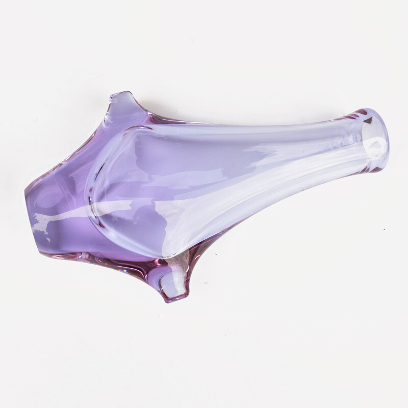 Vintage glass vase by Miloslav Klinger for Železny Brod Skło, Czech 1960