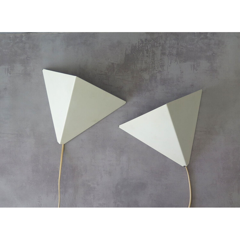 Pair of vintage white wall lamps, Denmark 1970s