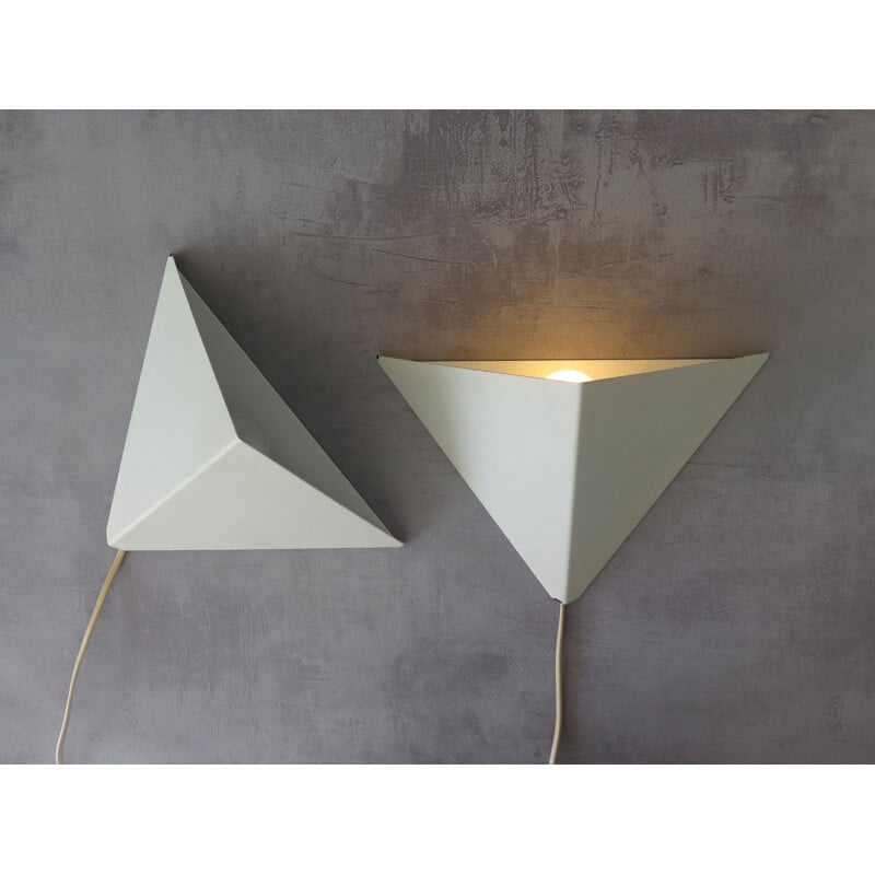 Pair of vintage white wall lamps, Denmark 1970s